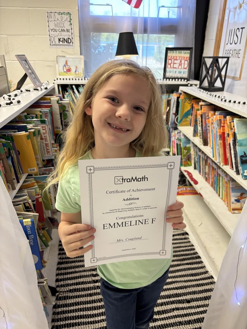 Emma has mastered her addition facts in the Xtra Math program!  Way to go Emma!