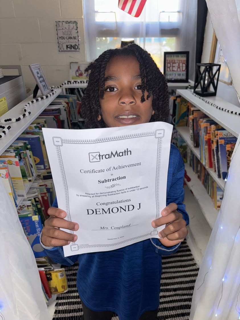De’Mond has mastered his subtraction facts in Xtra Math!