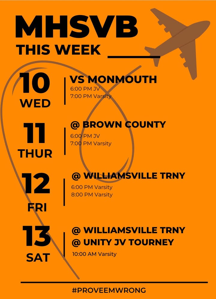 Bomber volleyball has a busy week ahead of them.   First home game of the season on Wednesday, against Monmouth/Rosevill…