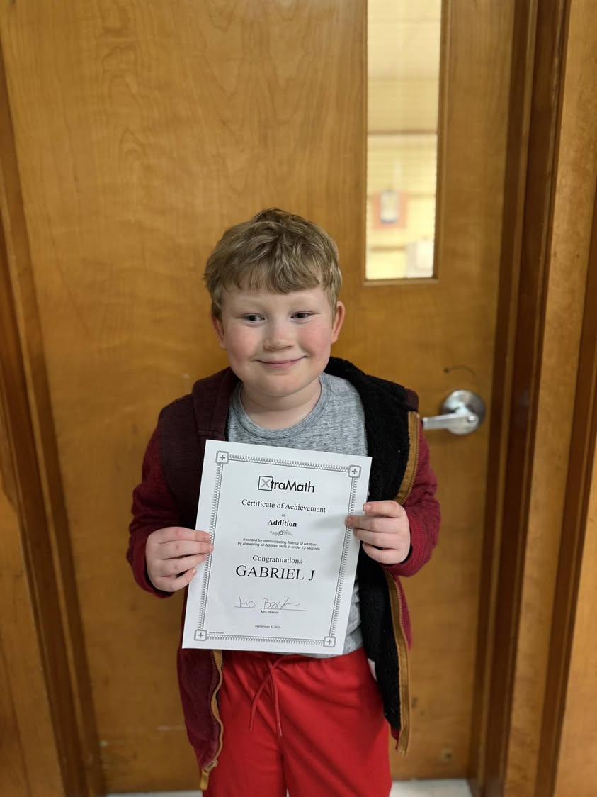 Gabe in Mrs. Baxter’s class passed his addition facts on Xtra math.