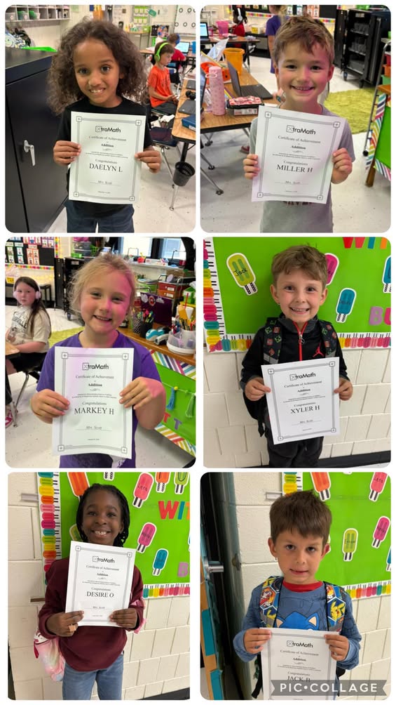 Mrs. Scott is proud to announce that six of her first grade students have mastered their addition facts on Xtra math!