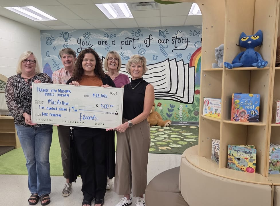 Thank you to the Friends of the Macomb Public Library for your generous donation towards MacArthur’s free book of the mo…
