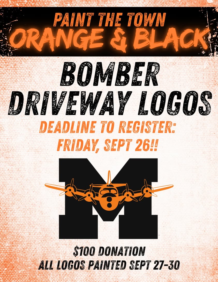 🎨 PAINT the town ORANGE 🧡 and BLACK🖤!BOMBER DRIVEWAY LOGOS are available now!! Your $100 donation to the Macomb Bombe…