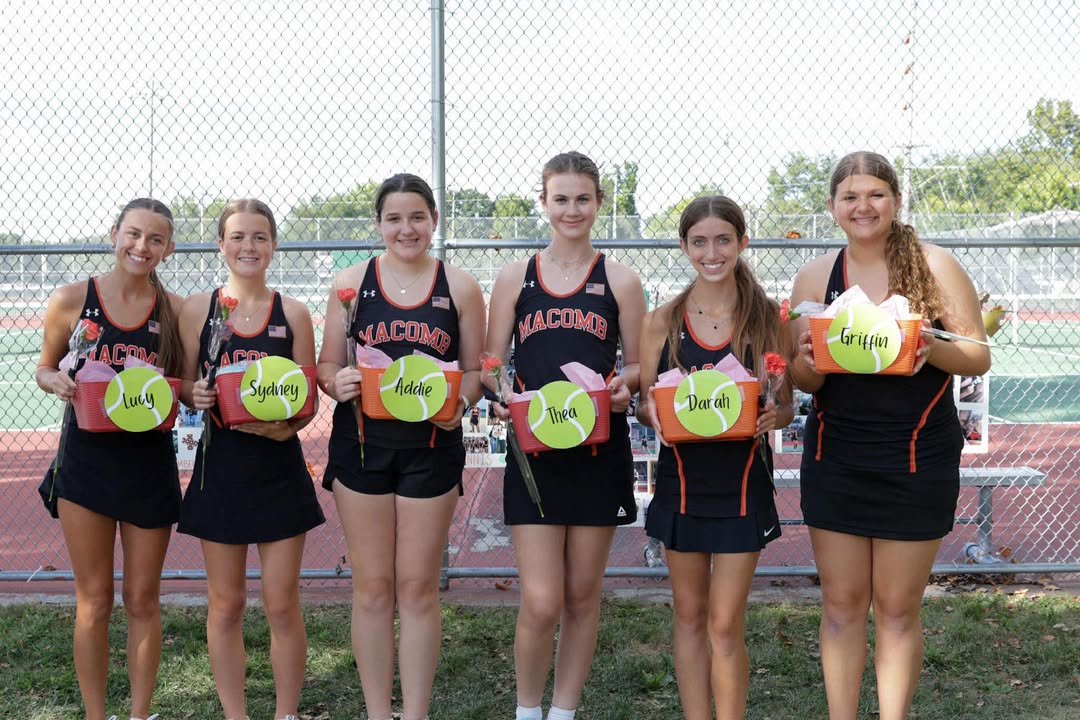 Bomber Girls Tennis Senior Day. An 8-1 win over Kewanee. Congratulations and Good luck Lucy, Sydney, Addison, Thea, Dara…