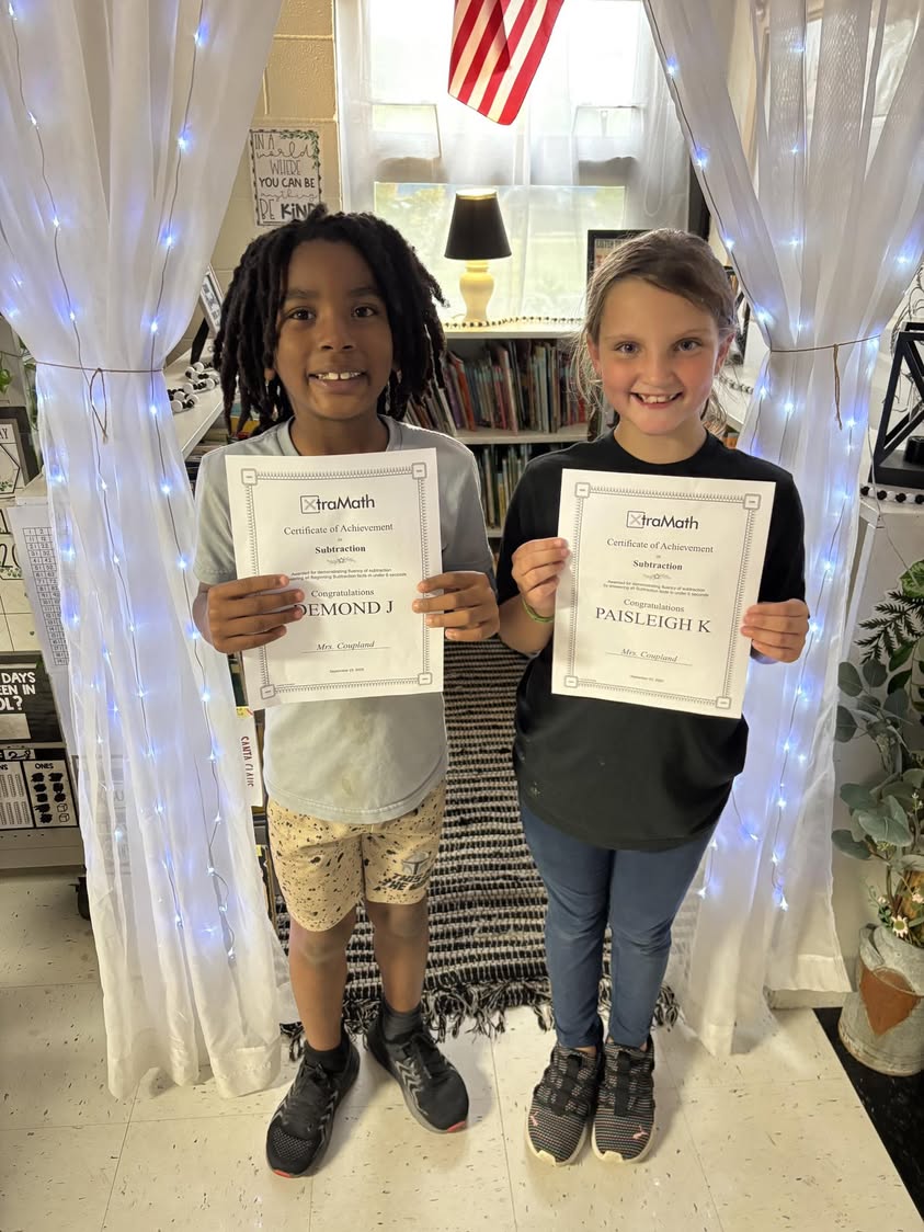 De’Mond and Paisleigh have mastered subtraction in the Xtra Math program!