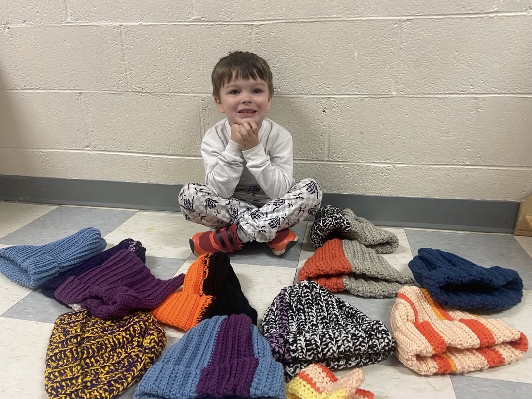 Spencer’s mom made and donated some new hats for our MacArthur students. Let’s hope we don’t need them soon, but we’re v…