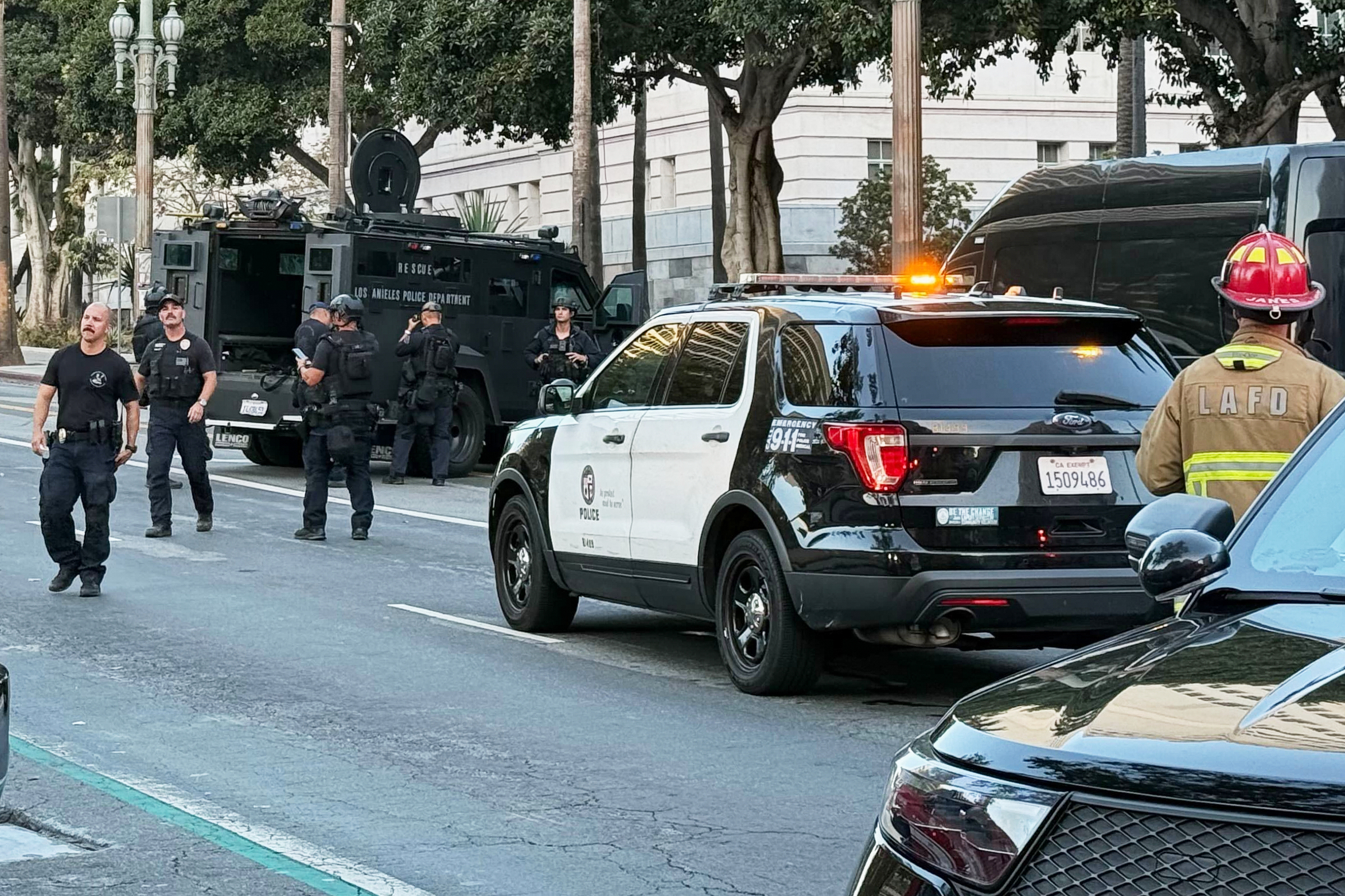 LA City Hall evacuated after car crashes into building’s steps