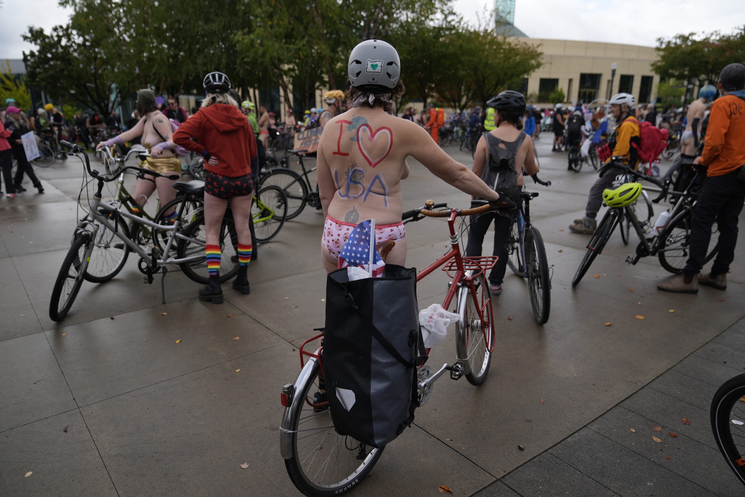 Naked bike riders demonstrate against federal troops in ‘quintessentially Portland’ protest