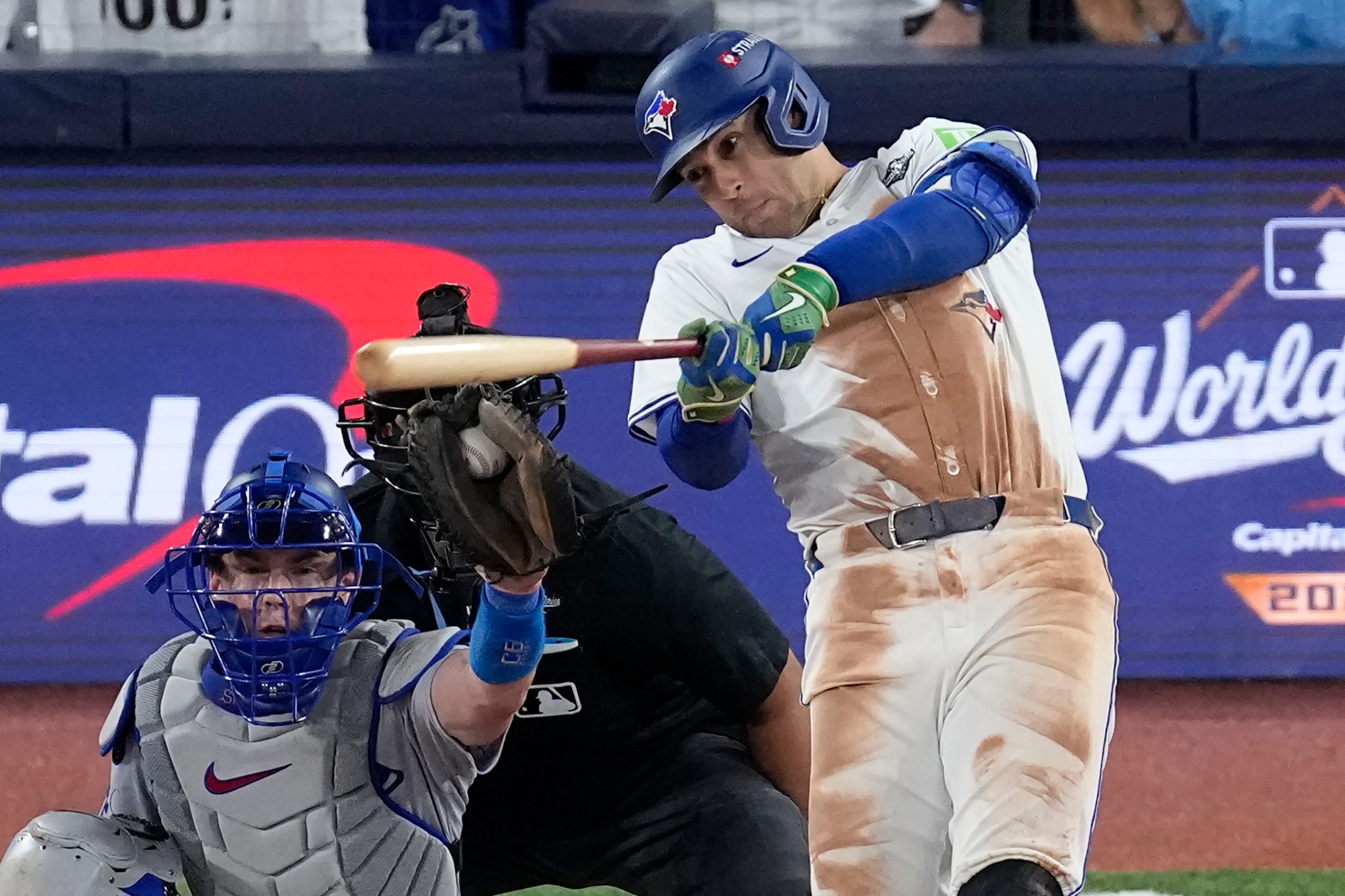 Injured DH George Springer out of Blue Jays’ starting lineup for 2nd straight World Series game