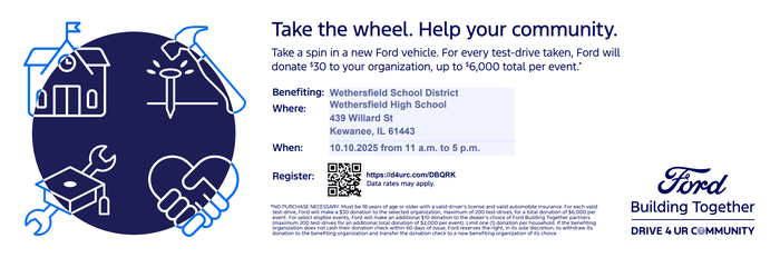 Test Drive A Ford for A Cause at Wethersfield High School Supporting Local Education on October 10, 2025