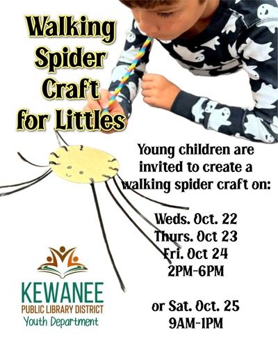 Walking Spider Craft Workshops for Kids Offered by Youth Department This October