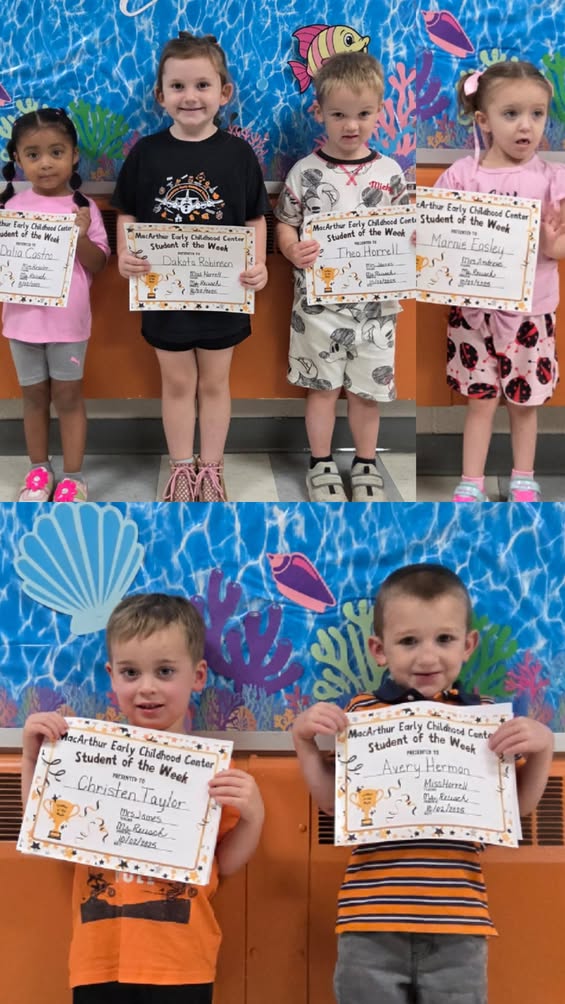 MacArthur Early Childhood Center would like to congratulate our students of the week! These kiddos were kind, helpful, a…
