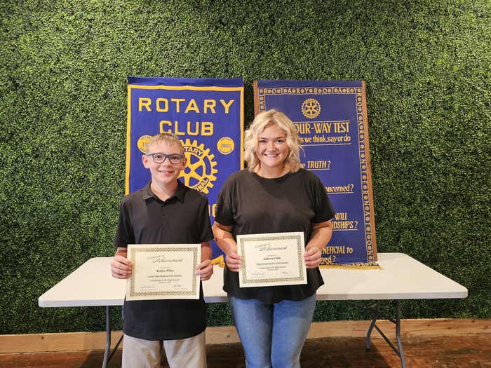 Cambridge Rotary Club Honors Outstanding Students of the Quarter Addison Little and Kellyn Wiles