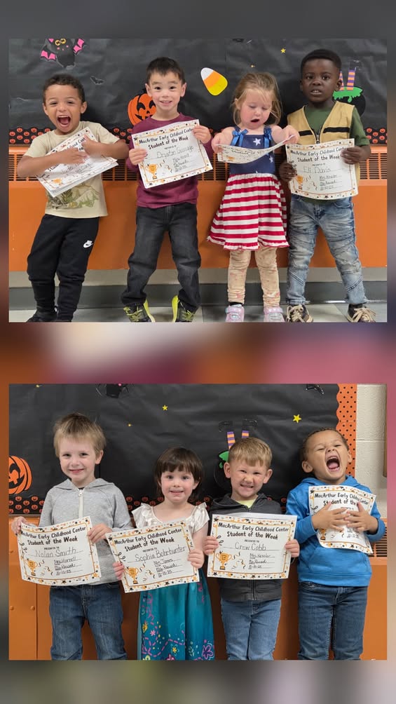MacArthur Early Childhood Center would like to congratulate our students of the week! These kiddos were kind, helpful, a…