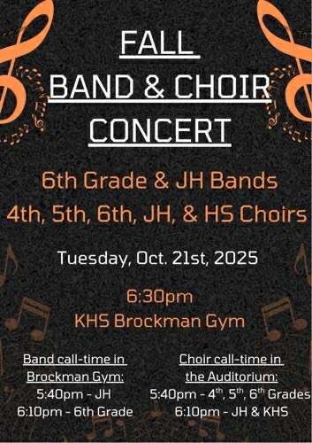KHS Hosts Annual Fall Band and Choir Concert on October 21, 2025