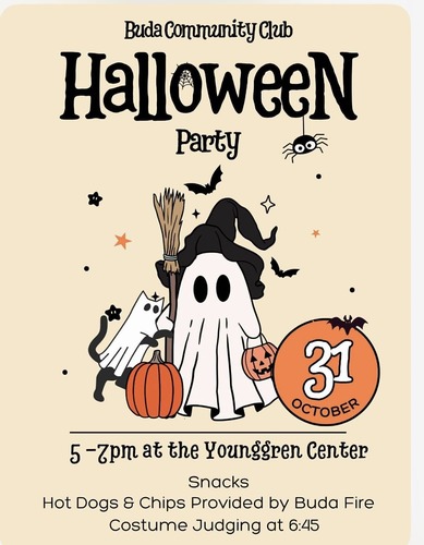 Buda Community Club Hosts Family Halloween Celebration with Costume Contest on October 31, 2025