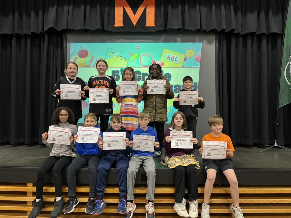 5th Grade Character Award for Respect and Being Bomber leaders. Congratulations!! #MAC185 #5thgrade