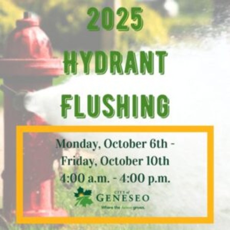 Geneseo Hydrant Flushing Scheduled for October 6 to 10, 2025, Expect Temporary Water Discoloration and Pressure Changes