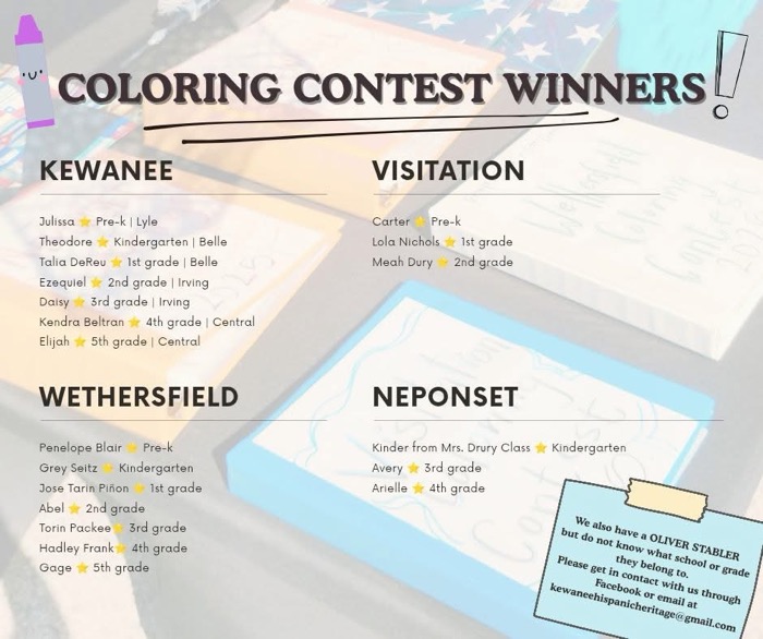 Student Artists Shine in First Kewanee Hispanic Heritage Coloring Contest