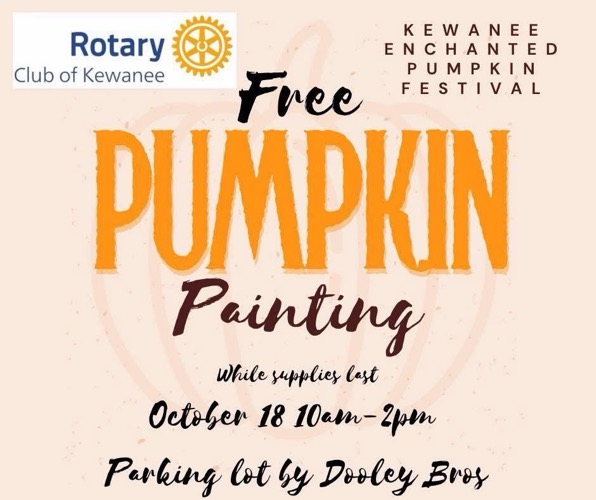 Free Pumpkin Painting at the Annual Enchanted Pumpkin Festival on October 18, 2025, with Kewanee Rotary