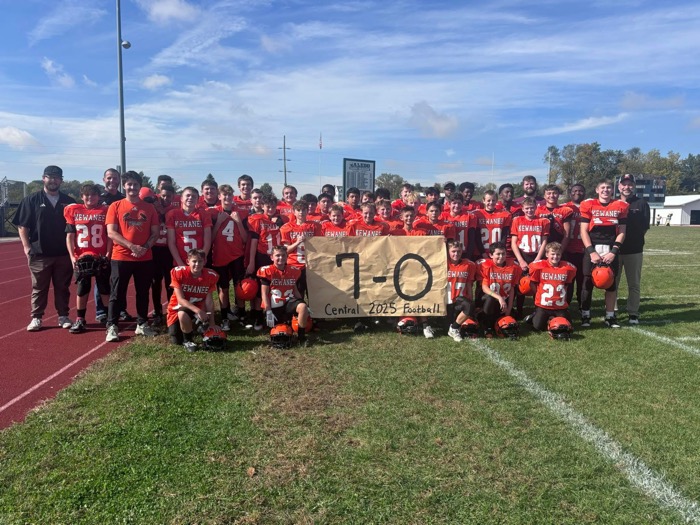 Central Junior High Football Team Celebrates Undefeated Conference Championship Season