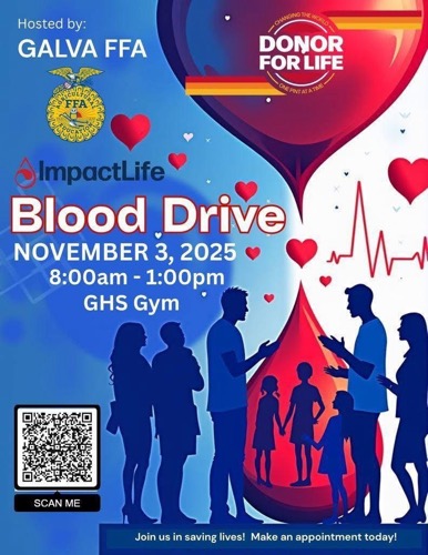 Galva FFA Hosts Fall Blood Drive to Help Save Lives November 3, 2025