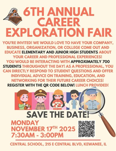Kewanee Central School Seeks Participants for Annual Career Exploration Fair on November 17, 2025
