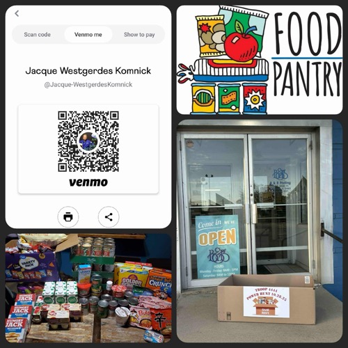 Submit you Address for Pickup or Drop Off at B&B Printing for Girl Scout “Power Hunt” Non-Perishable Food Items for the Kewanee Food Pantry Tonight