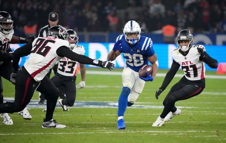 Jonathan Taylor, Colts run past Falcons in Germany