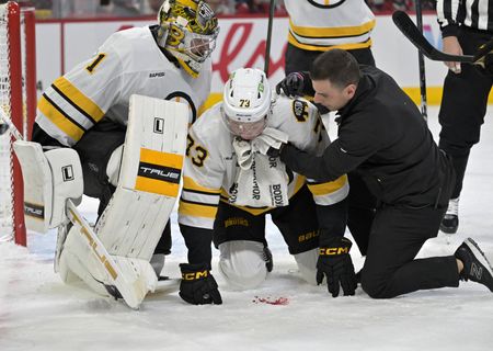 Bruins D Charlie McAvoy hit in face by puck vs. Canadiens, ruled out