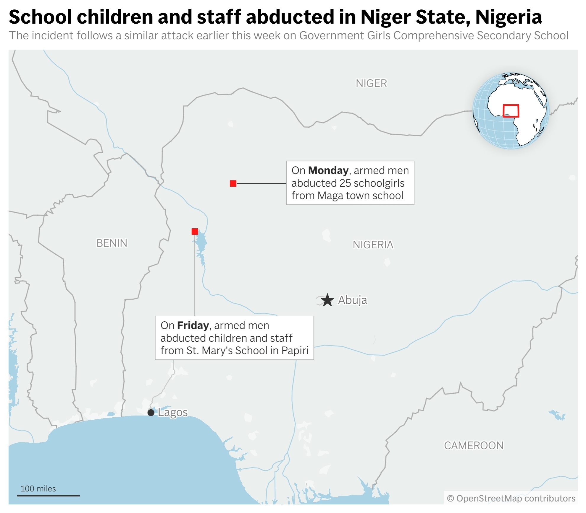 Armed men abduct children and staff at a Catholic school in Nigeria, days after latest abduction