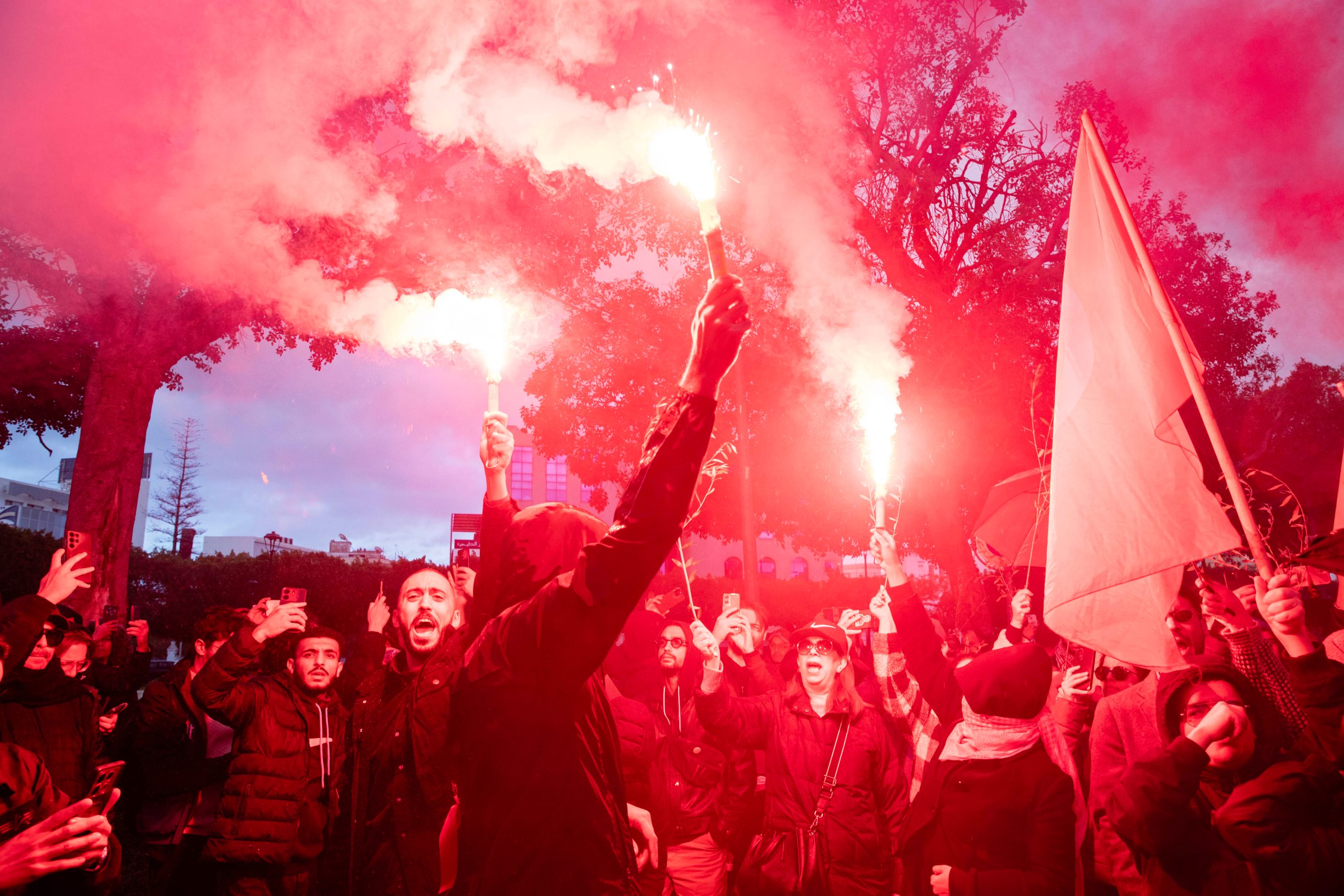 Hundreds protest in Tunisia over president’s escalating crackdown on freedoms