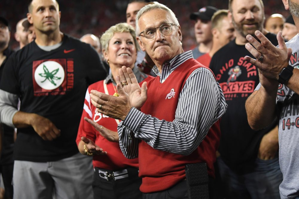 Ohio Lt. Gov. Jim Tressel puts his iconic red sweater-vest on the line ahead of Michigan showdown