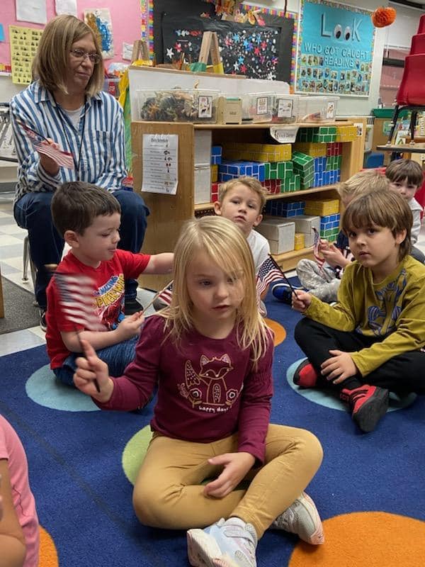 Mrs. Kessler’s preschool class has had a lot of fun learning about the flag and Veterans today. #mac185