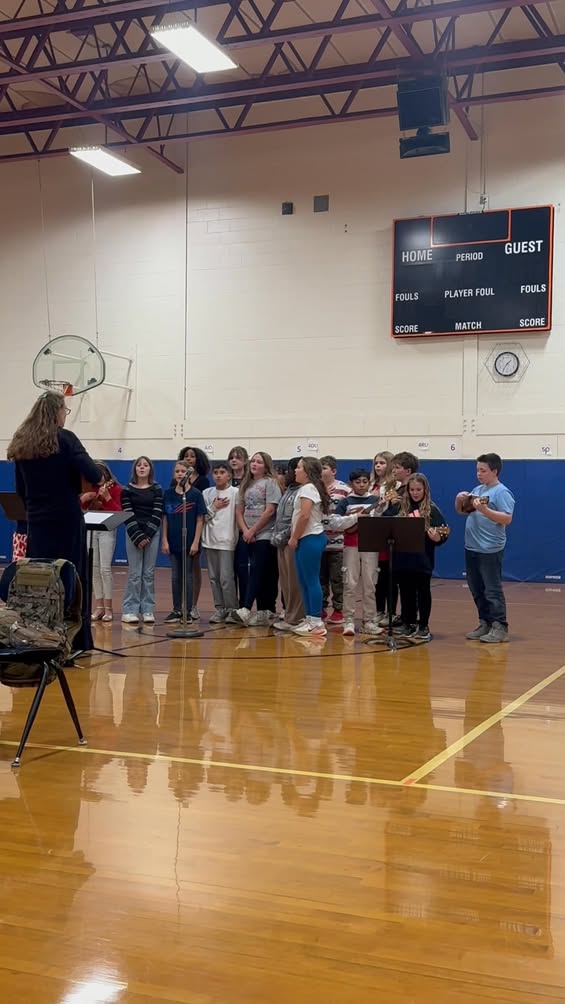 Mrs. Cooley, and 5th grade students wowed us today!!  We all sang the National Anthem together for our Veteran’s Day Ass…