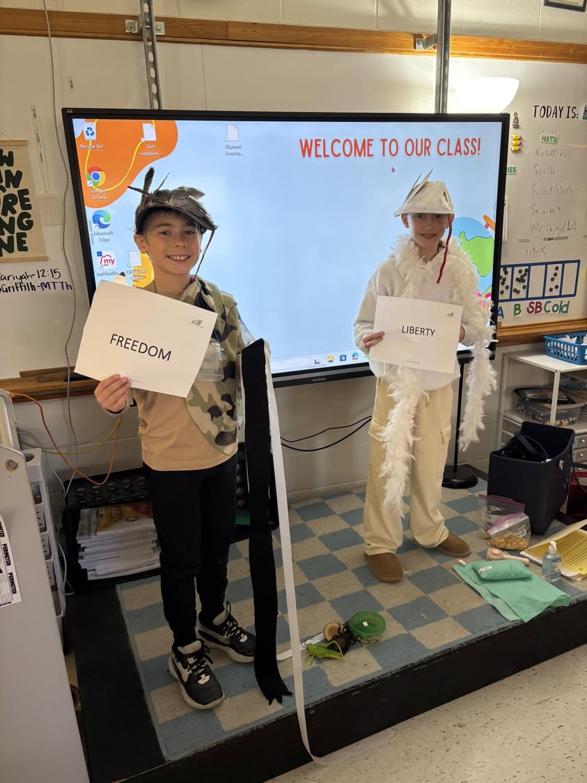 Olivia and Dawson helped model Liberty and Freedom turkeys today during Ag in the Classroom with Miss Welsh🦃 #MAC185 #4…