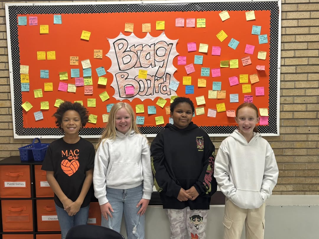 Congrats to Olivia, Jakyrah, Leela, and Ella for earning an A+ on their math test! #bragboard #MAC185 #edisonbombers