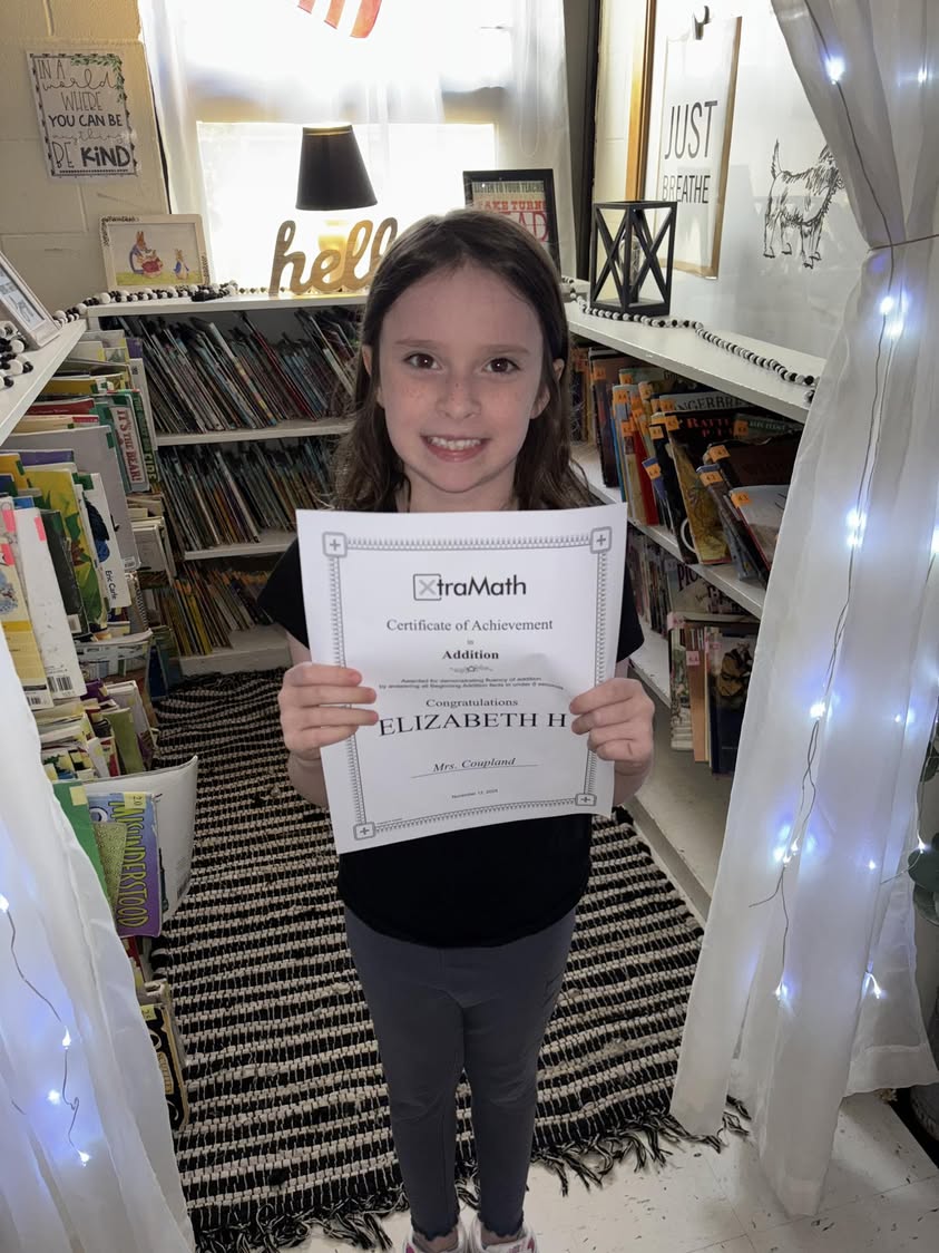 Elizabeth has mastered her addition facts in the Xtra Math program!