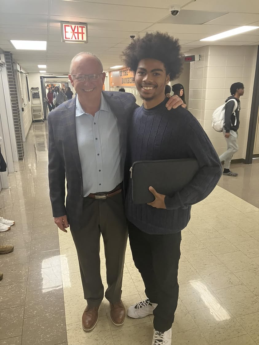Do you think Mr. Heuer and Jaivean coordinated their attire today?  Two Bombers ready for the day! #MAC185 #MHS