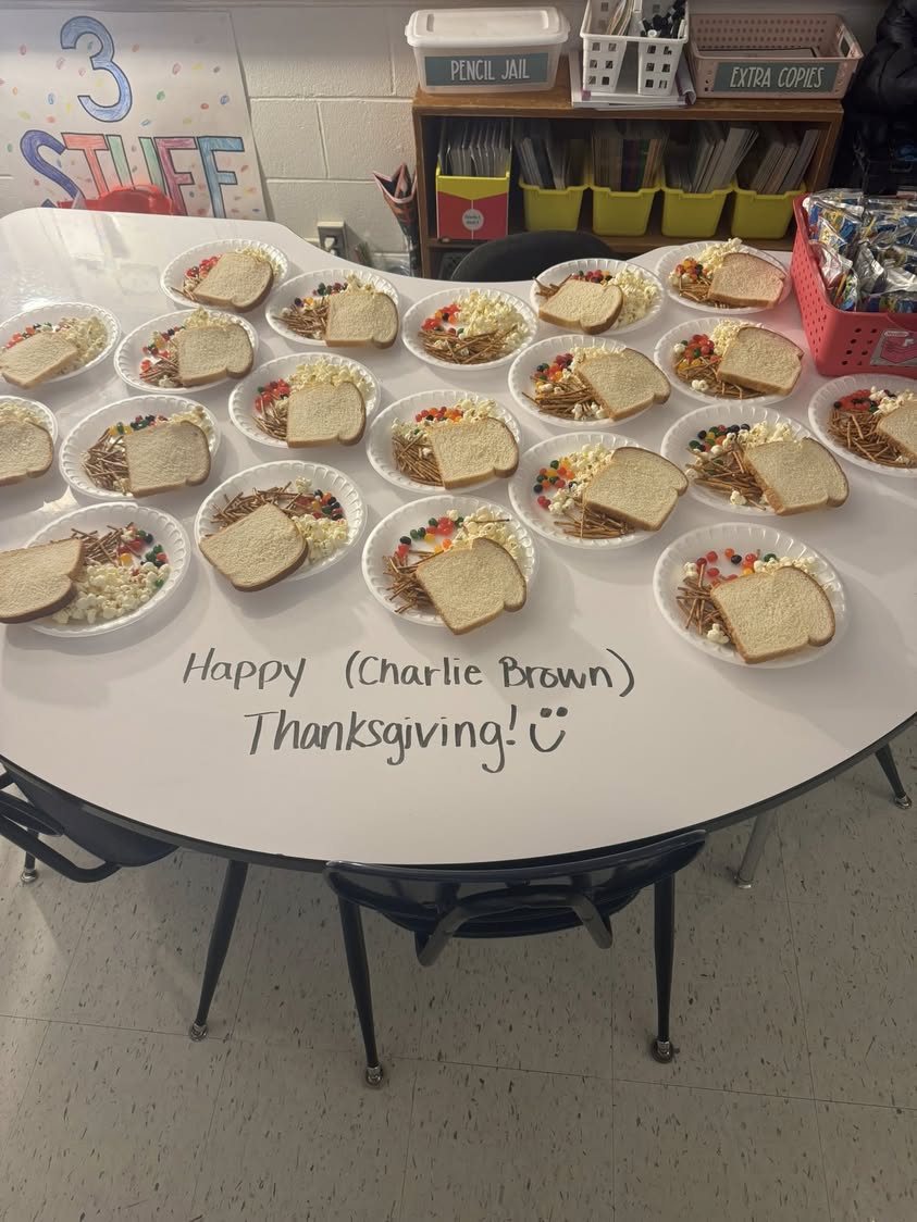Miss Stufflebeam’s class had their very own Charlie Brown Thanksgiving today! #MAC185 #edisonbombers #howfun #wehavetheb…