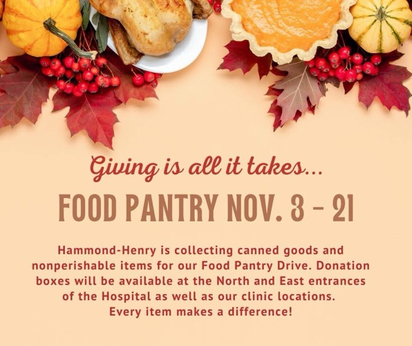 Support the Hammond-Henry Hospital Food Pantry Drive This November