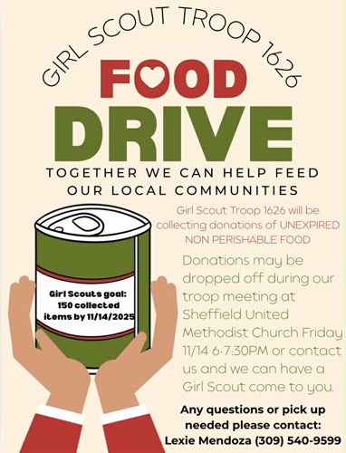 Girl Scout Troop1626 Food Drive Aiming for 150 Donations by November 14, 2025