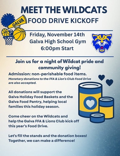 Galva Wildcats Launch Annual Food Drive to Support Local Families on November 14, 2025