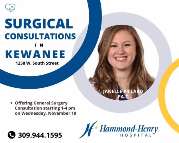 Janelle Pillard PA-C Now Offering General Surgical Consultations at Hammond-Henry Kewanee Clinic