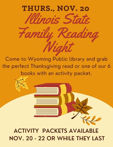 Family Reading Night on November 20, 2025, at Wyoming Public Library Offers Holiday Books and Activity Packets