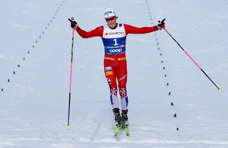 Cross-country skiing-Norwegian skier Klaebo achieves 100th World Cup win