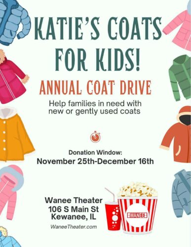 Katie’s Coats for Kids Annual Coat Drive Collecting at Wanee Theater through December 16, 2025