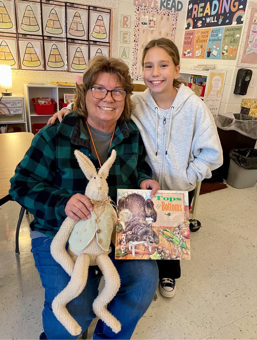 Mrs. Corey was the Mystery Guest Reader in Mrs. Faxon’s class. We loved her Tops and Bottoms read-aloud, and the fun act…
