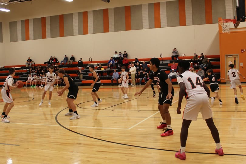 7th grade boys beat Monmouth United in a nail-biter, 30 – 29.  8th graders dominated in the second game, 37