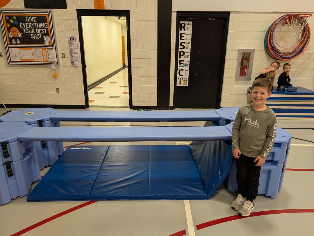 First grade student, Mack Bedwell created a station for Workout Wednesday!